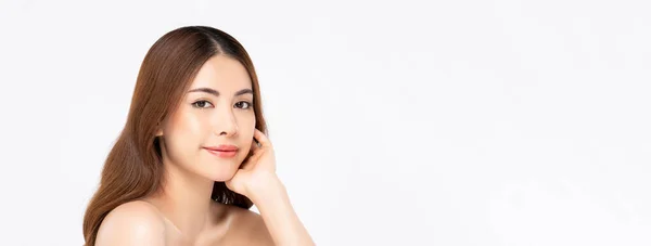 Piękno Strzał Azji Kobieta Model Jasną Jasną Skórę Robi Strony — Zdjęcie stockowe