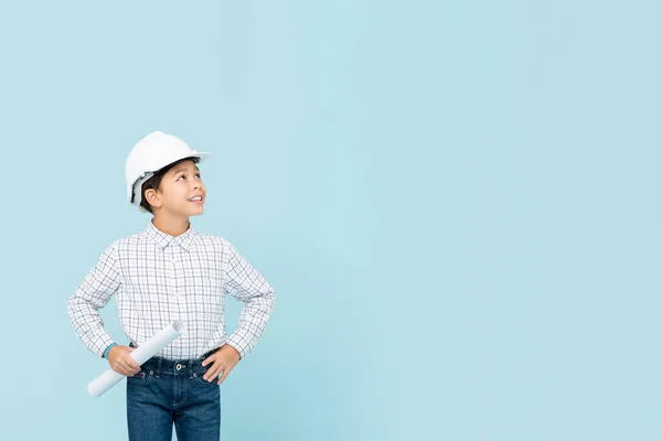 Leende Ung Asiatisk Pojke Strävar Efter Att Vara Framtida Ingenjör — Stockfoto