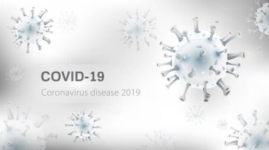 Beyaz COVID-19 arkaplanı virüs parçacıkları ve metin için boşluk