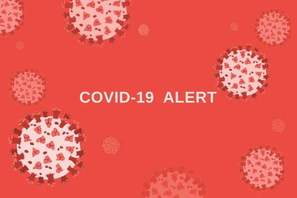 Covid Alert Текст Барвистому Помаранчевому Тлі Рисами Coronavirus — стоковий вектор