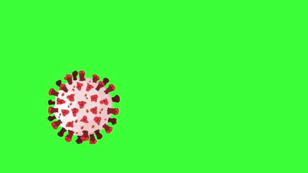 緑の画面の背景に移動コロナウイルス粒子のシームレスなループビデオ — ストック動画