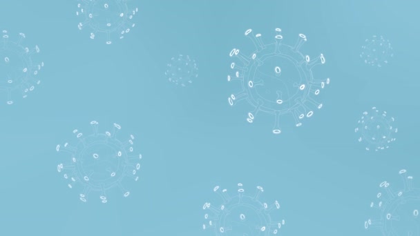 白病毒颗粒轮廓在浅蓝色背景下运动 — 图库视频影像