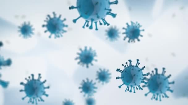 Coronavirus Particelle Germe Galleggianti Sfondo Bianco Blu — Video Stock