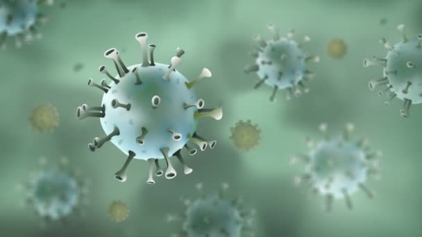 Coronavirus Particelle Germe Galleggianti Fondo Fluido Verde — Video Stock