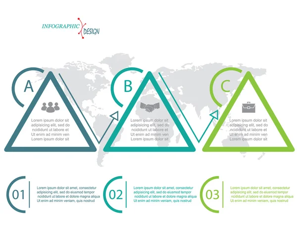 Vektorebene Infografik-Elemente mit Dreieck, 3 Optionen — Stockvektor