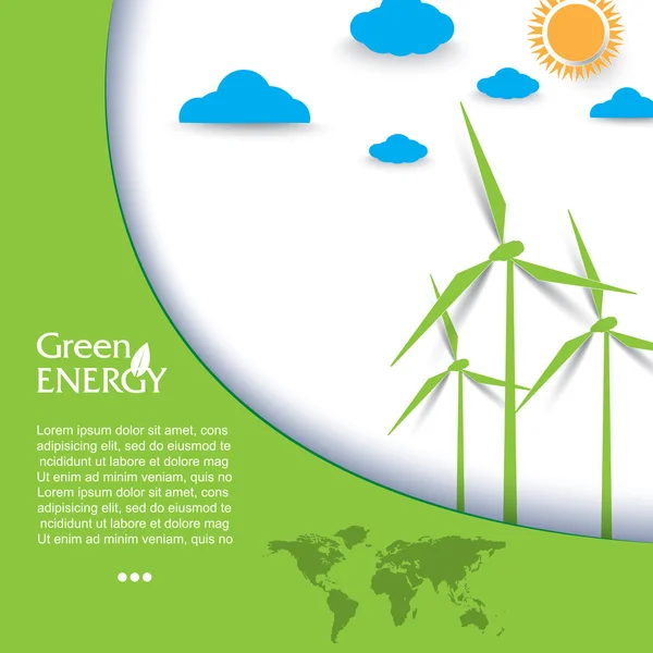 Creative vector design regenerative energy  with wind turbines — Stock Vector