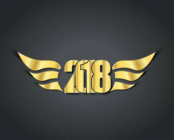 2018 números y alas de oro de diseño creativo sobre fondo oscuro — Archivo Imágenes Vectoriales