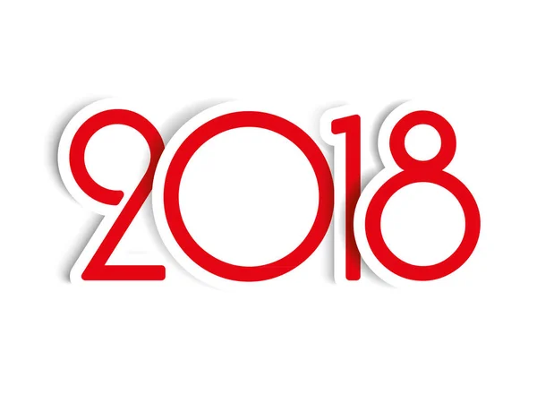Diseño creativo de Año Nuevo 2018 para su tarjeta de felicitación en rojo — Archivo Imágenes Vectoriales