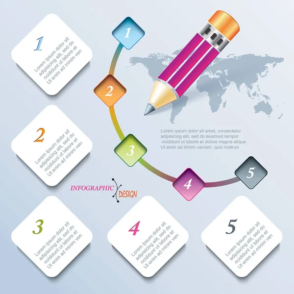 Kreatywnych wektor infografikę projekt z piórem, numery — Wektor stockowy