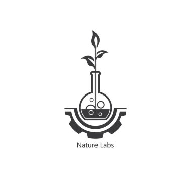 Laboratuar doğası logo şablonu tasarımı. filizlenen yaprak. simge, kozmetik