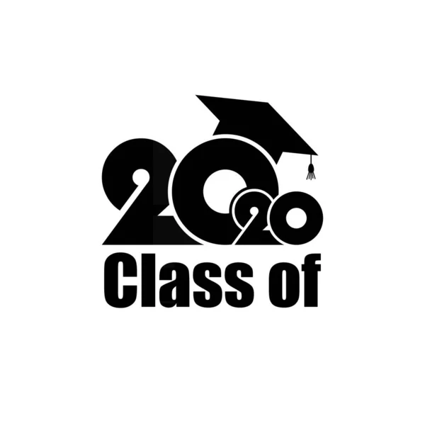 Klass 2020 med Graduation Cap. Platt enkel design — Stock vektor