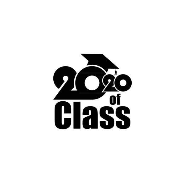 Klasse 2020 mit Mütze und Text. Flache Bauweise auf Weiß — Stockvektor