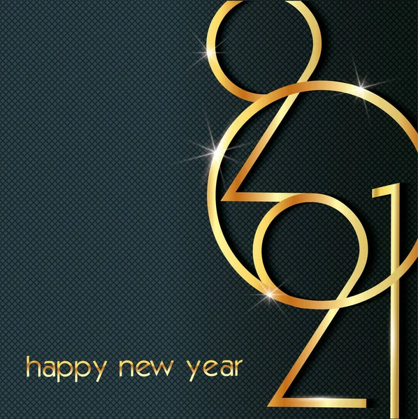 新年快乐2021创意贺卡 请柬设计 深色背景的奢华创意金色设计 — 图库矢量图片