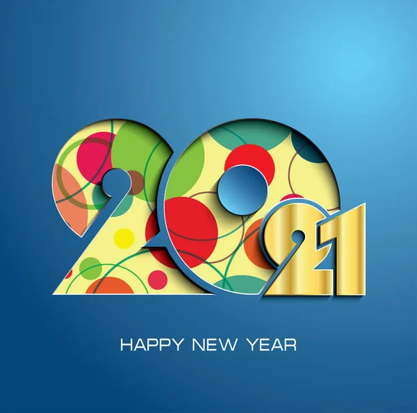 2021 Happy New Year Text Design Blue Background Creative Design — Stock Vector