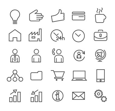 Set of Minimal Simple Business Thin Line Icons on White Background clipart