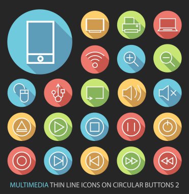 Zarif Multimedya minimalist ince çizgi simgeler