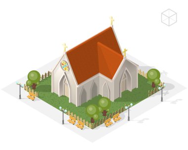 İzometrik vektör kilise izole