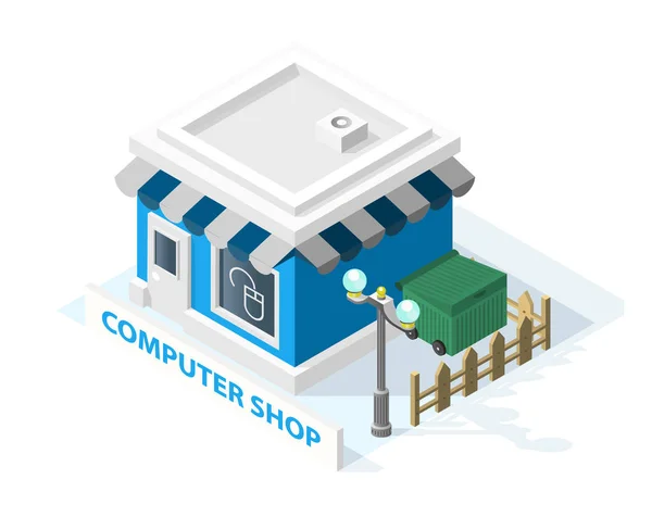 Geïsoleerde Vector fontein computerwinkel op witte achtergrond — Stockvector