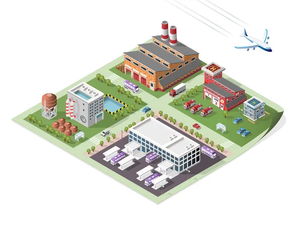 İzole edilmiş Yüksek Kalite Beyaz Arkaplanda Isometric Şehir Elementleri