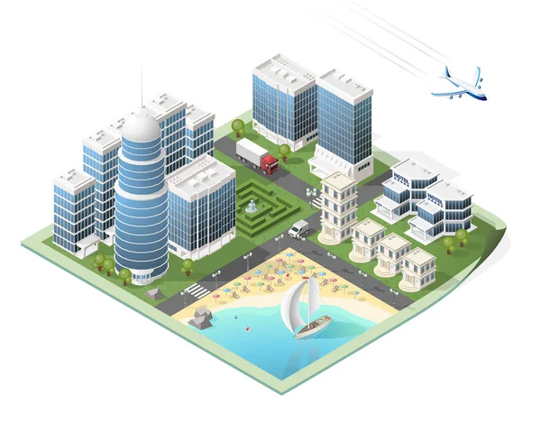 Build Your Own Isometric City. Vector Elements — Stock Vector