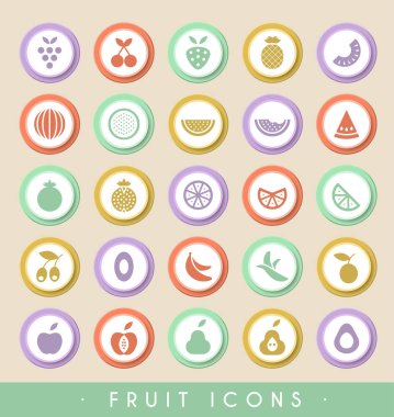 Dairesel Renkli Düğmeler Üzerine Kumarhane Simgeleri. Vektör izole elementler.