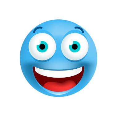 Beyaz arka plan üzerinde sevimli mavi güçlü duygu. İzole vektör çizim 