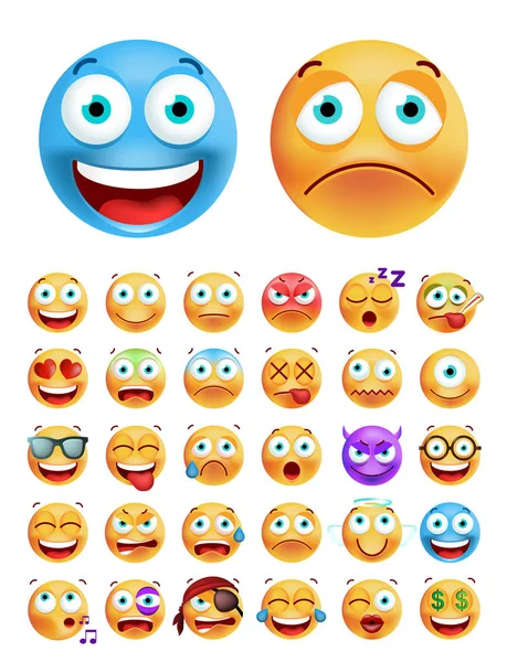 Set von niedlichen Emoticons auf weißem Hintergrund. isolierte Vektorabbildung — Stockvektor