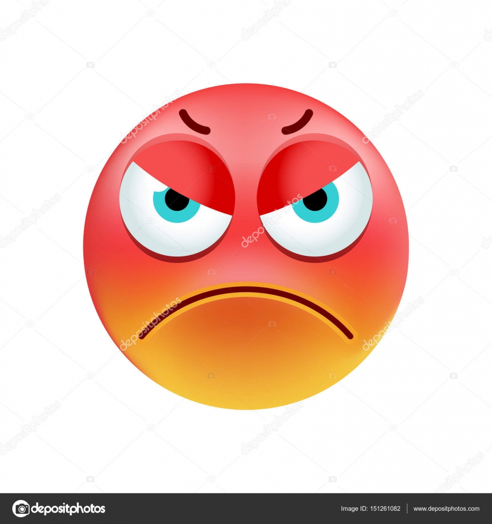  Cute  Angry  Emoticon on White Background Isolated Vector 