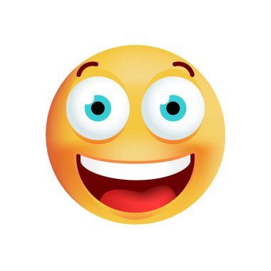 Beyaz arka plan üzerinde şirin çok mutlu ifade. İzole vektör çizim 