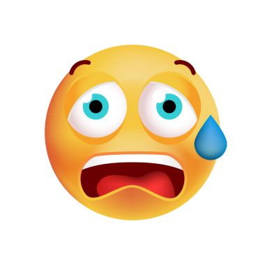 Beyaz arka plan üzerinde şirin korkmuş güçlü duygu. İzole vektör çizim 