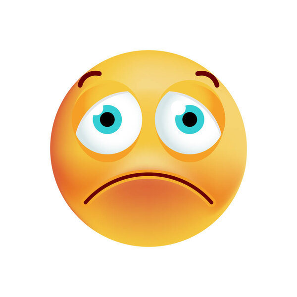 Симпатичная грустная эмоция на белом фоне. Изолированная векторная иллюстрация
 