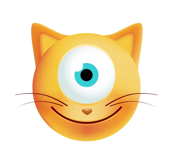 Carino Ciclope Emoticon Cat su sfondo bianco. Illustrazione vettoriale isolata — Vettoriale Stock