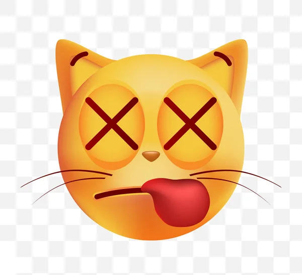 Lindo KO Emoticon Cat sobre fondo blanco. Ilustración vectorial aislada — Archivo Imágenes Vectoriales