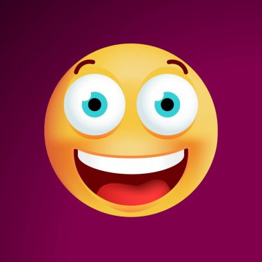 Siyah arka plan üzerinde şirin çok mutlu ifade. İzole vektör çizim 