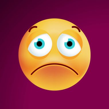 Siyah arka plan üzerinde şirin üzgün ifade. İzole vektör çizim 