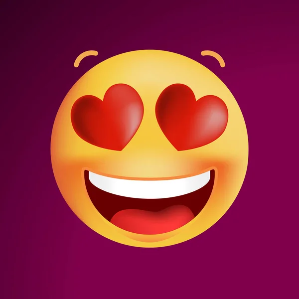 In Love emoticon with heart eyes. Wow emoji vector illustration
