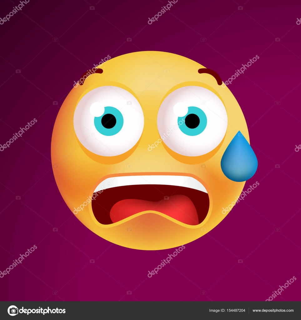 Cute Frightened Emoticon Emoji Smiley Vector Illustration Stock