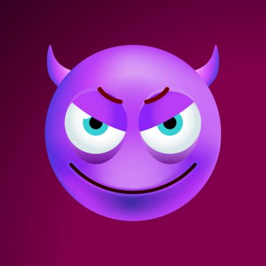 Sevimli mor kötü simge siyah arka plan üzerine. İzole vektör çizim 