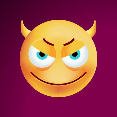 Sevimli kötü simge siyah arka plan üzerine. İzole vektör çizim