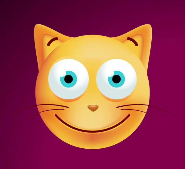 Carino felice Emoticon Cat su sfondo scuro. Illustrazione vettoriale isolata — Vettoriale Stock