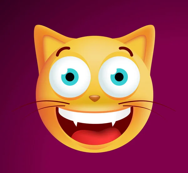 Cute Cat erg blij Emoticon op donkere achtergrond. Geïsoleerde vectorillustratie — Stockvector