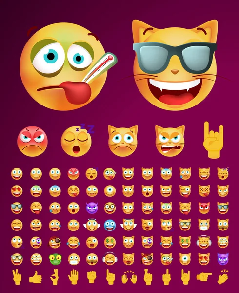 Conjunto de Emoticons bonitos em fundo transparente. Ilustração Vectorial Isolada —  Vetores de Stock