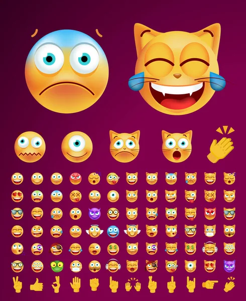 Zestaw Cute Emoticons na przejrzystym tle. Izolowana ilustracja wektora — Wektor stockowy