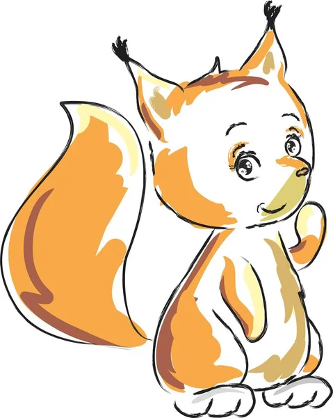 Bébé écureuil pelucheux queue orange — Image vectorielle