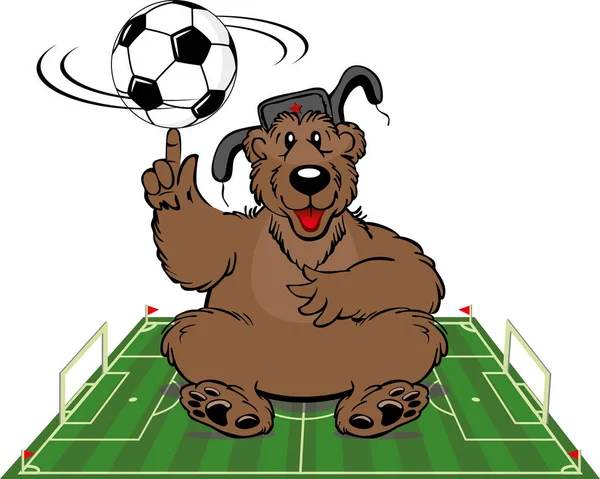 Orso russo nello stadio di calcio — Vettoriale Stock