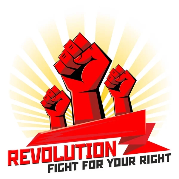 Powerful revolutionary fists — Stock Vector