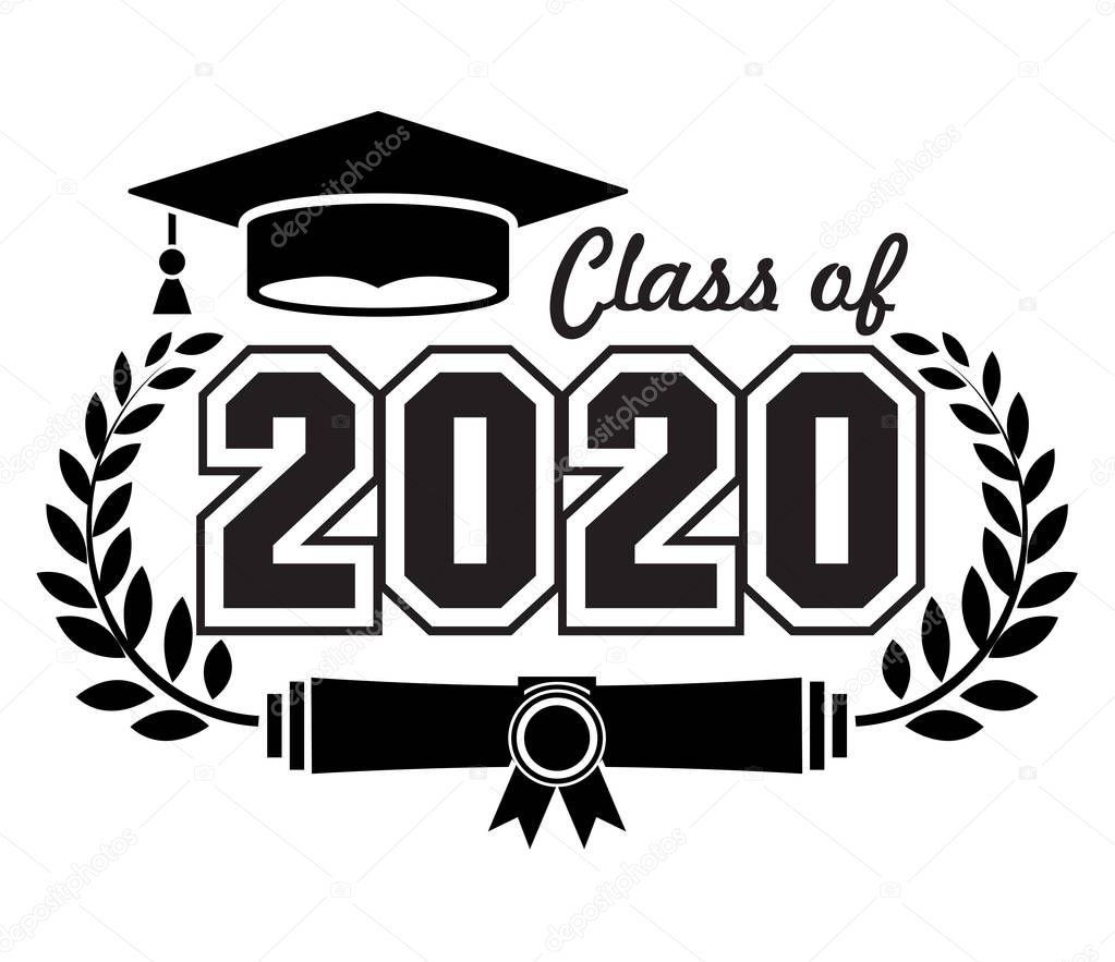Lettering Class of 2020 for greeting, invitation card. Text for graduation design, congratulation event, T-shirt, party, high school or college graduate. Illustration, vector