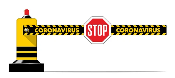 Stoppa Coronavirus Spridning Viruset Karantänbarriär Förebyggande Epidemier Illustration Vektor — Stock vektor