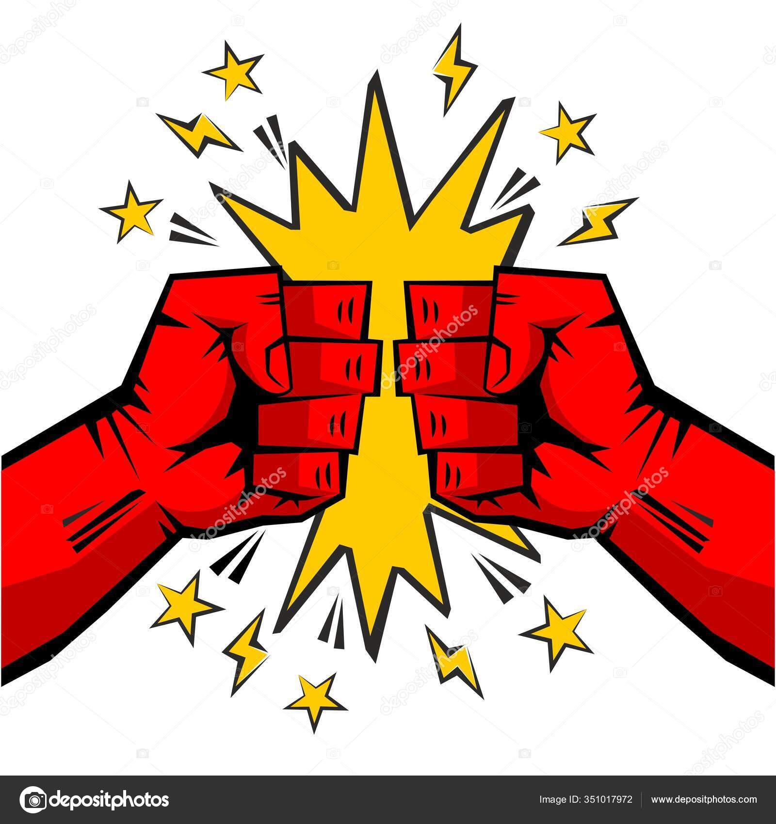 Two Clenched Fists Bumping Together Fist Fight Fight Rules Comic Stock