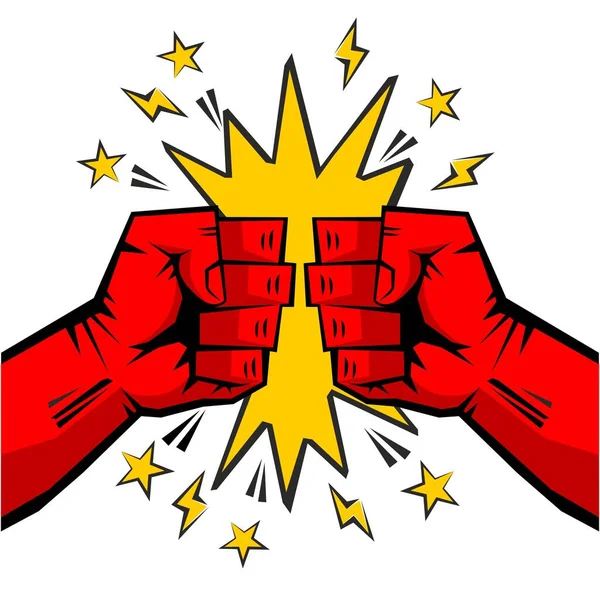 2人の拳がぶつかり合う 最初の戦い ルール漫画の絵なしで戦う 闘争の概念 イラスト ベクター — ストックベクタ